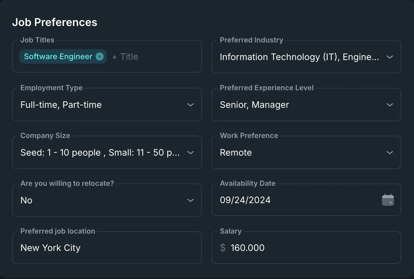 AI Job Preferences auto search